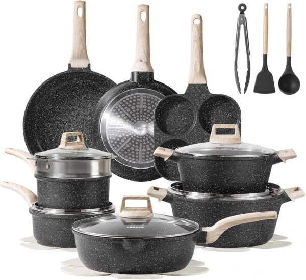 CAROTE 21pcs Pots and Pans Set Nonstick, Cookware Set